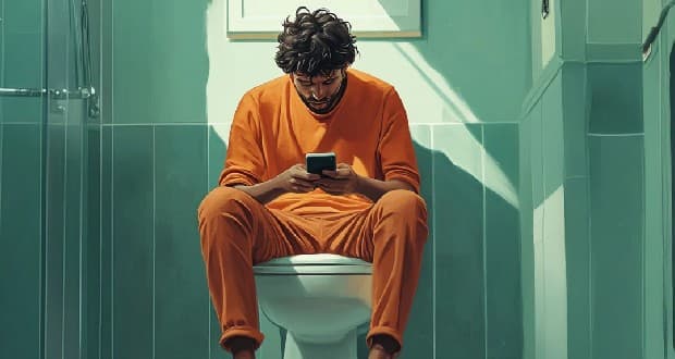استفاده از تلفن در توالت، احتمال بواسیر را به شدت افزایش می‌دهد