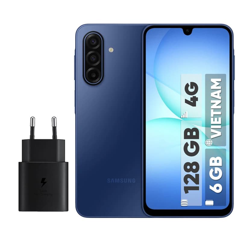 گوشی موبایل سامسونگ مدل Galaxy A17 4G دو سیم کارت ظرفیت 128 گیگابایت و رم 6 گیگابایت - ویتنام به همراه شارژر 25 وات سامسونگ