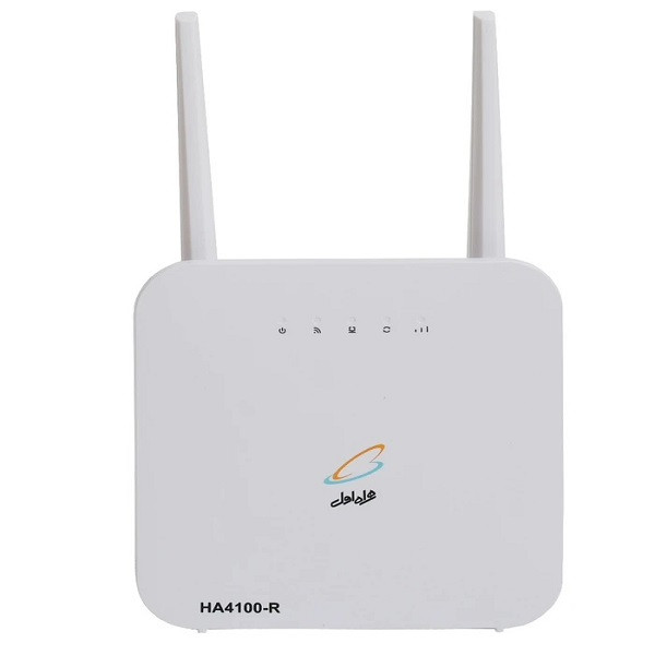 مودم روتر 4G سیم‌کارت‌خور همراه اول فول باند مدل HA4100، دوآنتنه، با سرعت انتقال تا 300MB بر ثانیه، پشتیبانی از SMS، اتصال بی‌سیم و باسیم، تا 30 کاربر و همراه با بسته 70 گیگ اینترنت یکساله