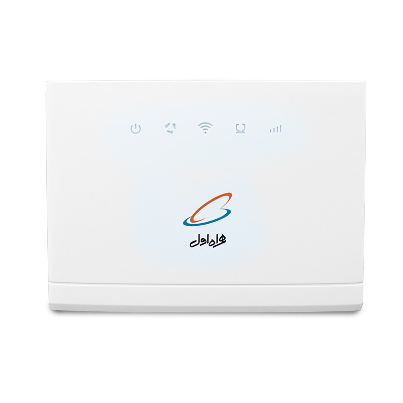 مودم روتر 4G همراه اول مدل HA4300-T به همراه کارت هدیه فعالسازی سیم‌کارت اعتباری، با آنتن داخلی، اتصال Wi‑Fi، درگاه RJ-45 LAN و پشتیبانی از 16 کاربر